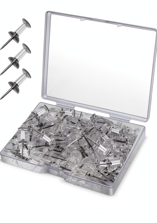 Braidz Clear Push Pins Pack of 200 Transparent ABS Thumbtacks for-0