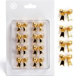 U Brands Mini Fashion Small Push Pins Set, Gold Bows, 8 Count, Office Supplies for Classroom or Office Decor, Cute Pins for Cork Bulletin Boards-0