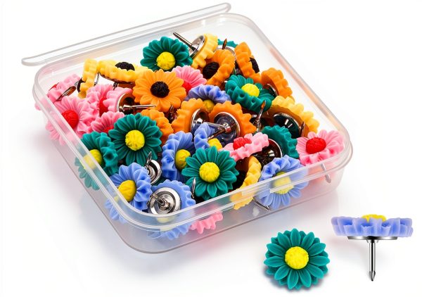 Push Pins Dorbetar 40pcs Thumb Tacks – Resin & Stainless Steel-0