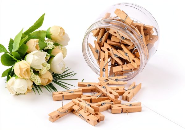 Push Pin 50 PCS with Wooden Clips Joyberg Durable Tacks Burlywood-3
