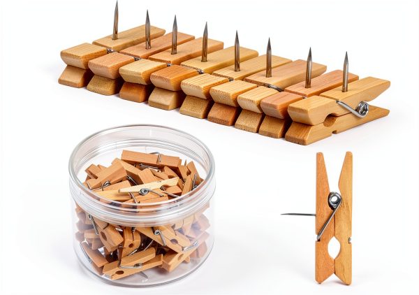 Push Pin 50 PCS with Wooden Clips Joyberg Durable Tacks Burlywood-0