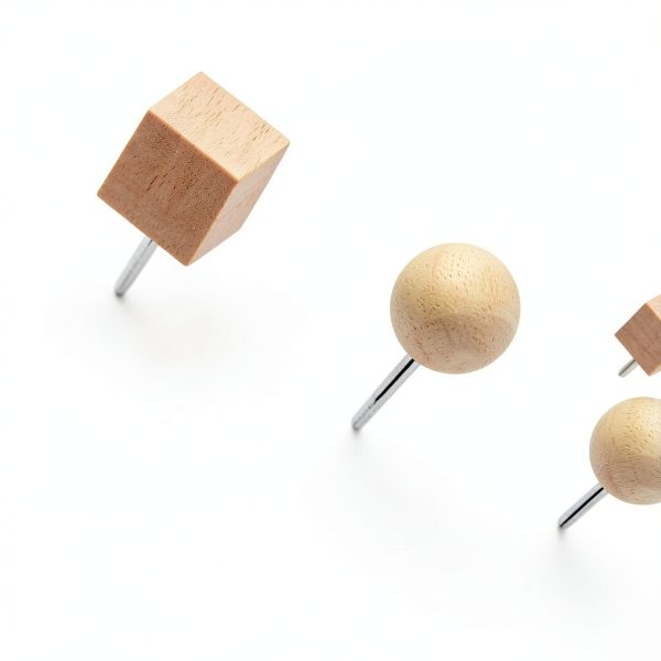 Wood Push Pins Dorbetar Thumb Tacks – Natural Wood, Silver-4