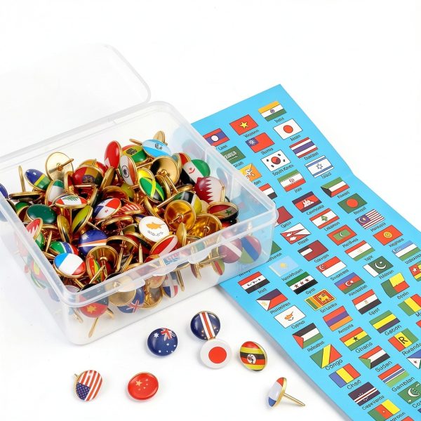 Medium Cork Globe 9.4" Tall by Two Dreamers Push Pin Map with Flags-4