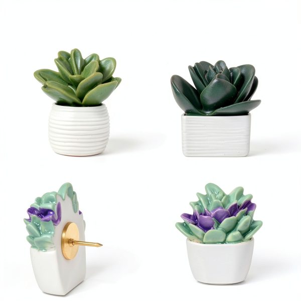 20 Pieces Cute Succulent Plants Decorative Push Pins Colorful Floret Thumbtacks for Photo Wall, Feature Wall, Whiteboard, Cork Board, Map, Bulletin Board, Office or Home (Three Assorted Styles)-1