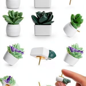 20 Pieces Cute Succulent Plants Decorative Push Pins Colorful Floret Thumbtacks for Photo Wall, Feature Wall, Whiteboard, Cork Board, Map, Bulletin Board, Office or Home (Three Assorted Styles)-0