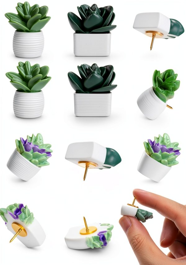 20 Pieces Cute Succulent Plants Decorative Push Pins Colorful Floret Thumbtacks for Photo Wall, Feature Wall, Whiteboard, Cork Board, Map, Bulletin Board, Office or Home (Three Assorted Styles)-0