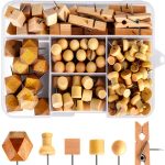 Wood Push Pins Dorbetar Thumb Tacks – Natural Wood, Silver-0