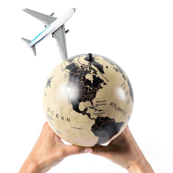 Medium Cork Globe 9.4" Tall by Two Dreamers Push Pin Map with Flags-8