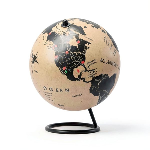 Medium Cork Globe 9.4" Tall by Two Dreamers Push Pin Map with Flags-7