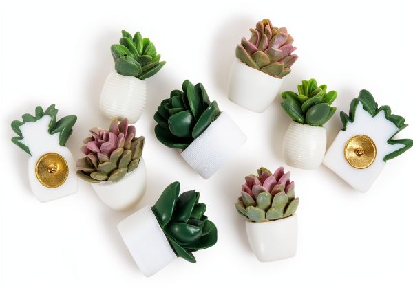 U Brands Succulent Push Pins Set, Office Supplies, Three Assorted Styles, 9 Count-1