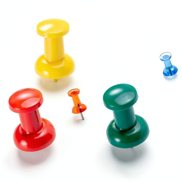 Officemate Giant Push Pins 1.5 Inch Assorted Colors Tub of 12-3